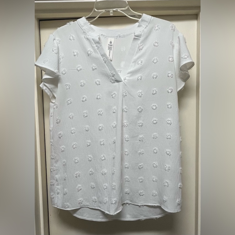 Blooming Jelly White Blouse V Neck with Ruffle Flowy Sleeve